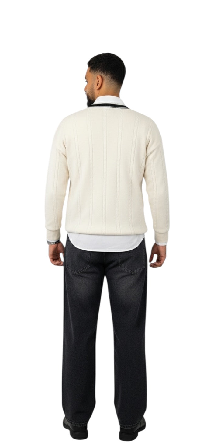 Cream Braided Sweater