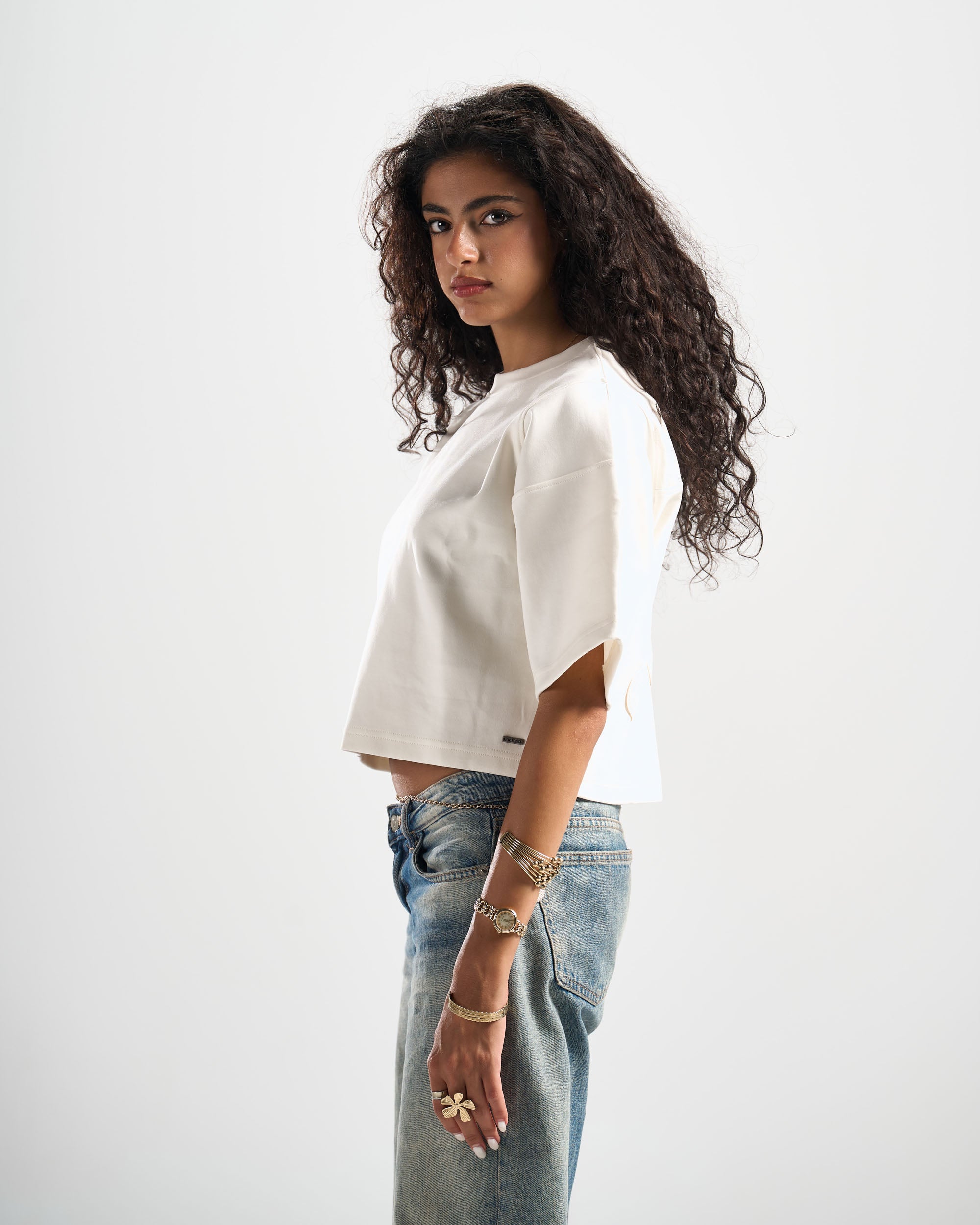 White Signature Cropped Tshirt