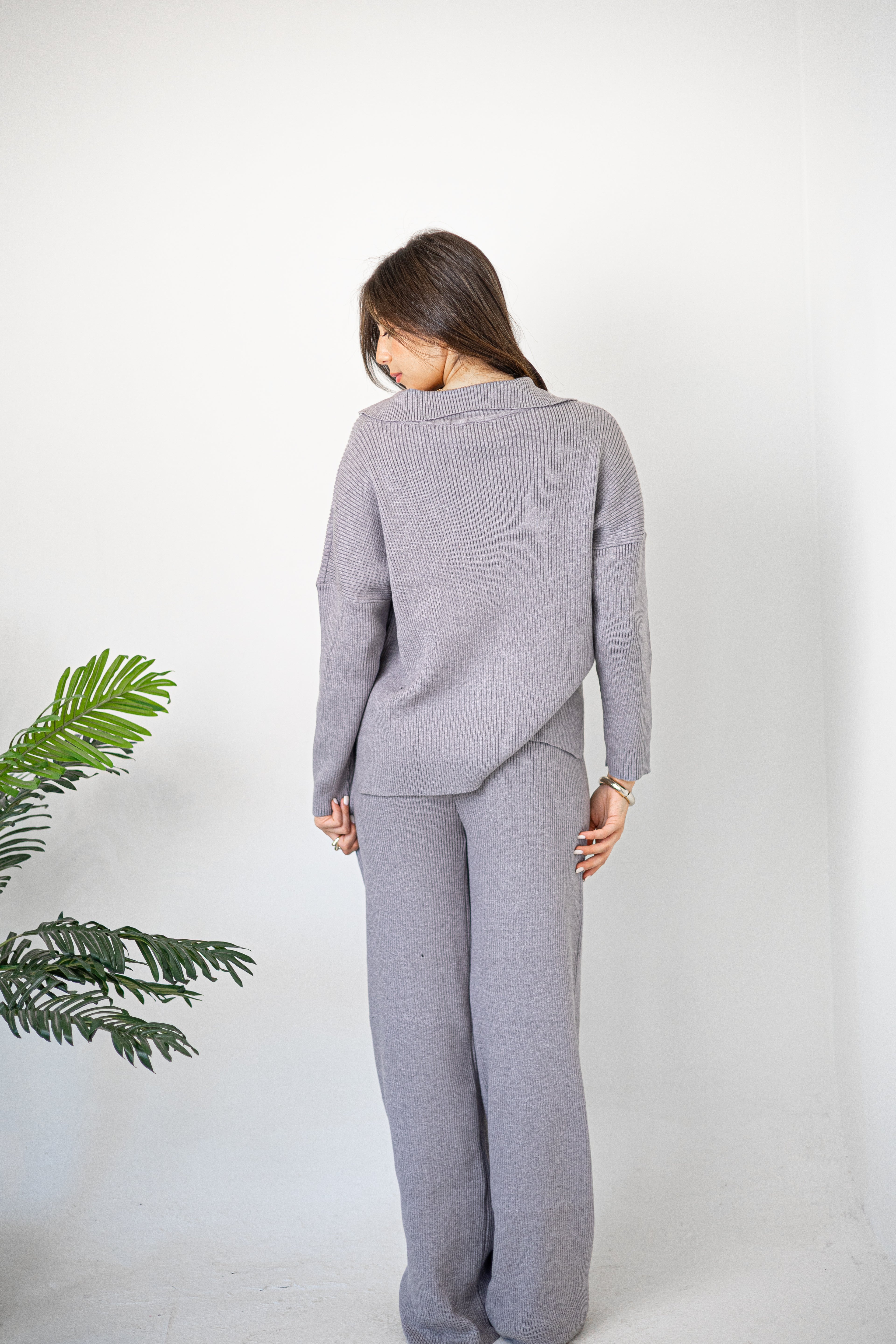 Pearl Grey Knitted 2 Piece Set