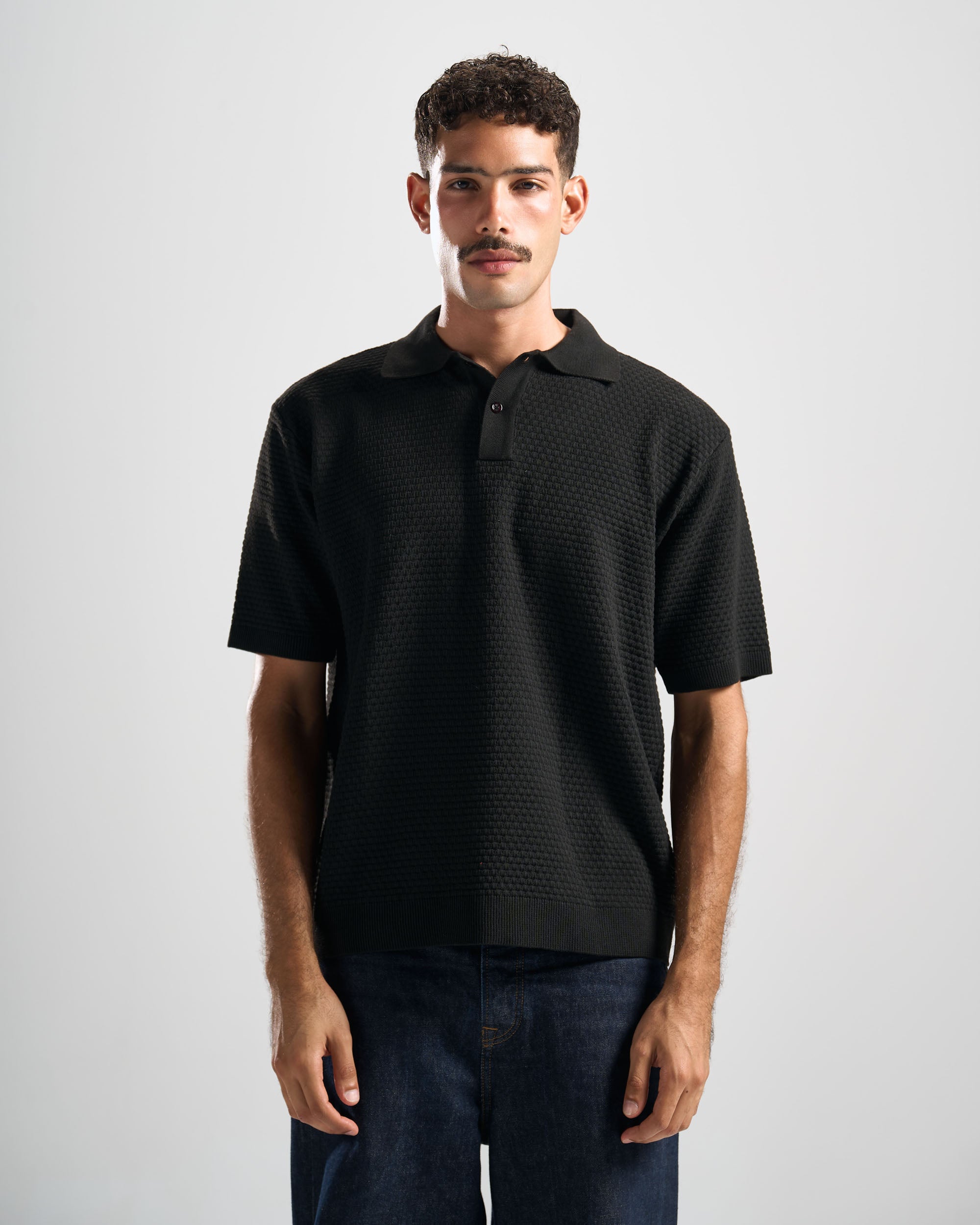 Black Hunter Ribbed Polo