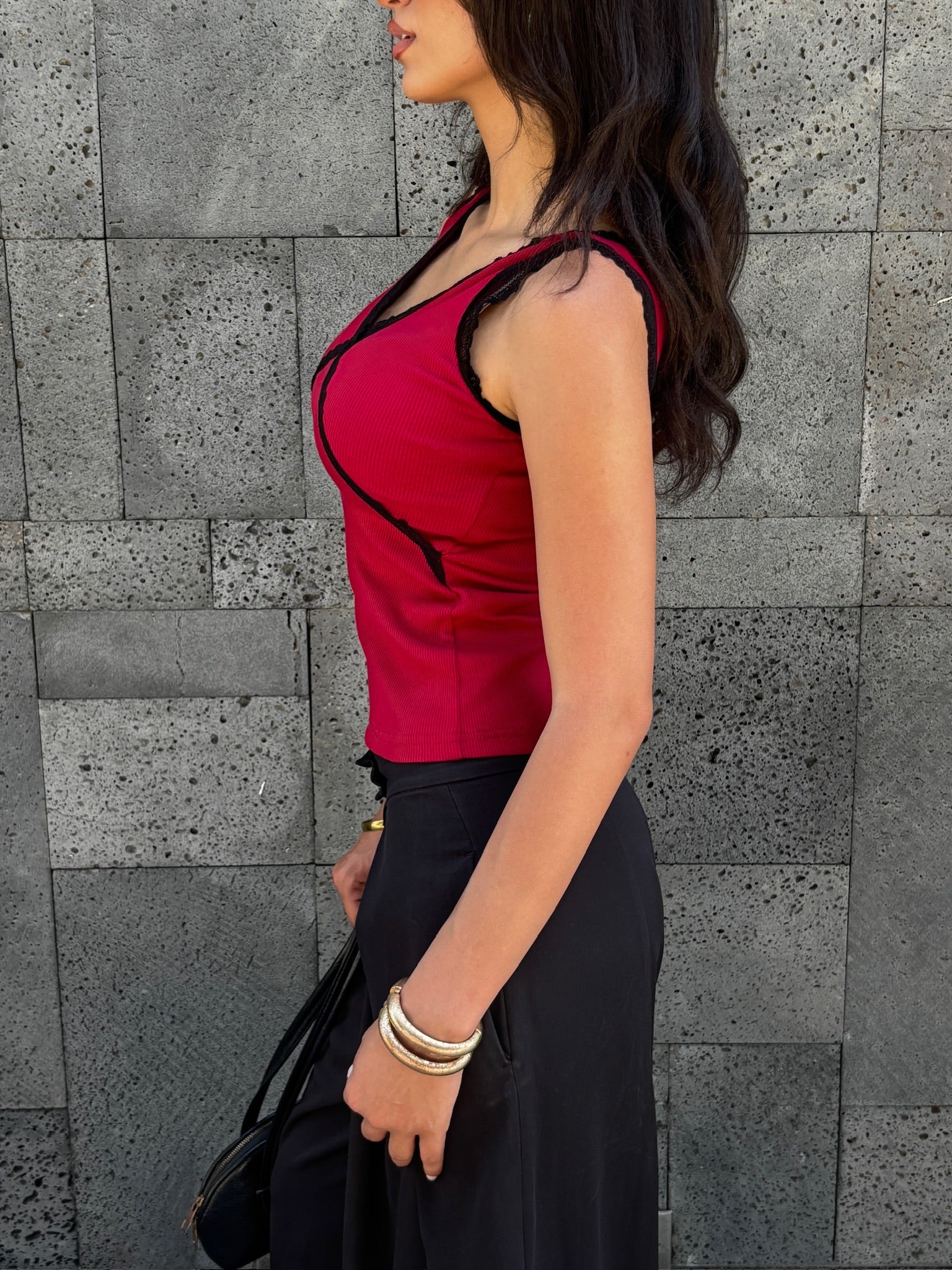 Red Celestial Lace Top