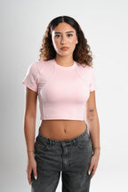 SCULPTED STITCH PINK CROP TOP
