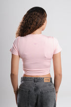 SCULPTED STITCH PINK CROP TOP
