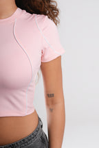 SCULPTED STITCH PINK CROP TOP