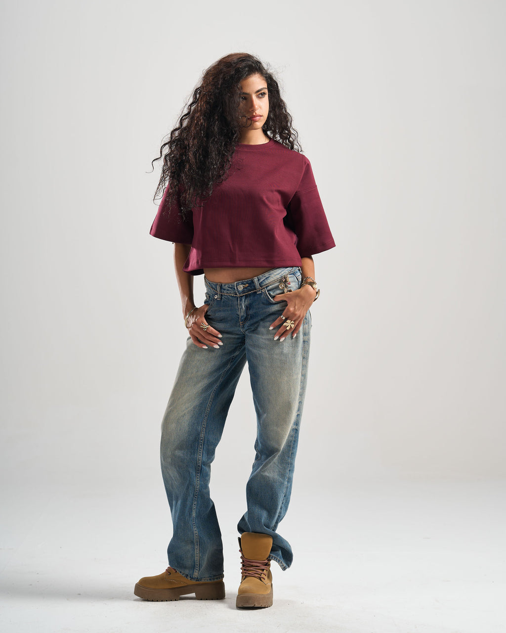 Burgundy Signature Cropped Tshirt