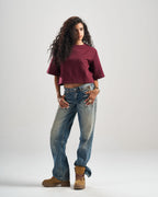 Burgundy Signature Cropped Tshirt