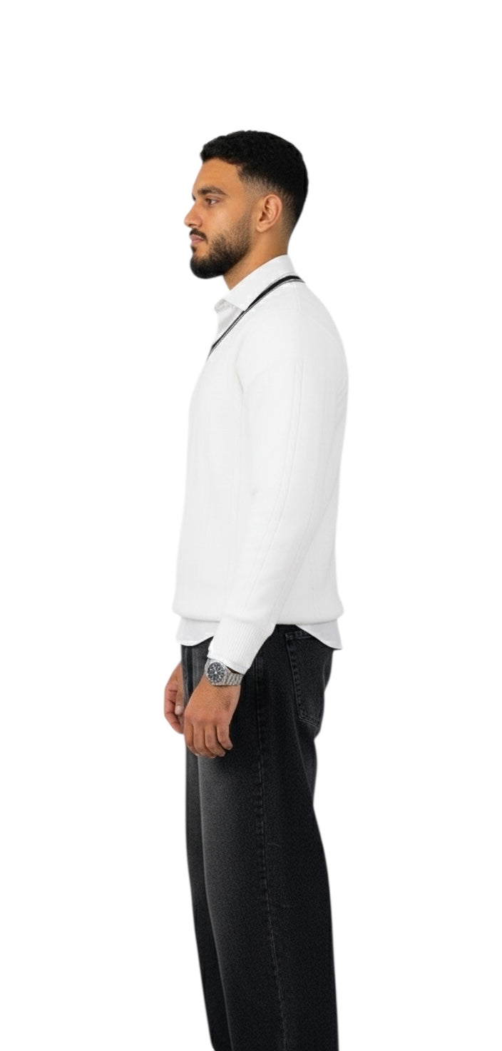 White Braided Sweater