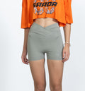 Silver Grey Criss Cross Biker Shorts