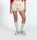 Cream Beige Criss Cross Biker Shorts