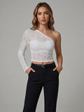 Muse White  One-Shoulder Top