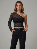 Muse Black One-Shoulder Top