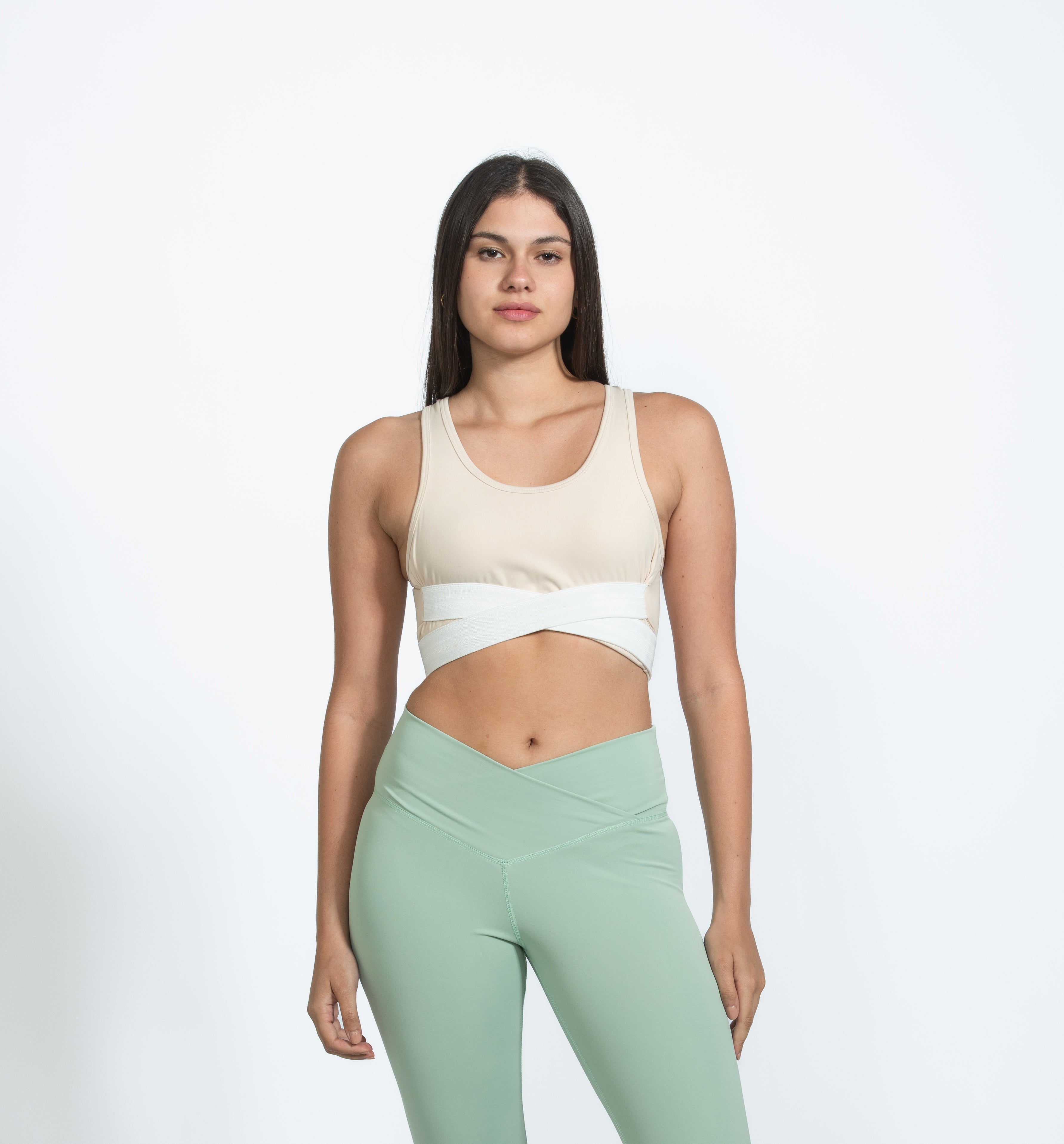 Beige CoreX Wrap Sports Bra