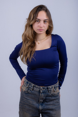 Navy Blue Long Sleeve Top