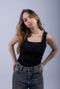 Black Scoop Tank Top