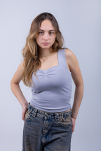 Grey Scoop Tank Top