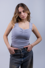 Grey Scoop Tank Top