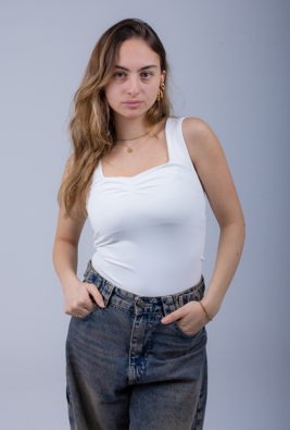 White Scoop Tank Top