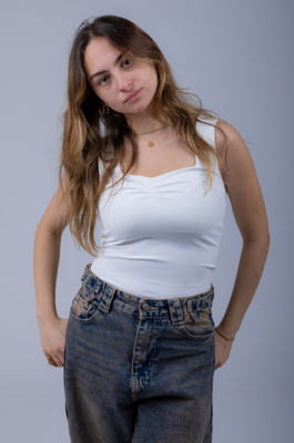 White Scoop Tank Top