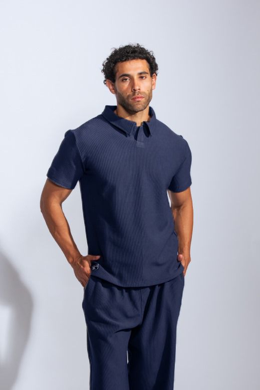 PLEATED NAVY BLUE SHIRT INFINITY